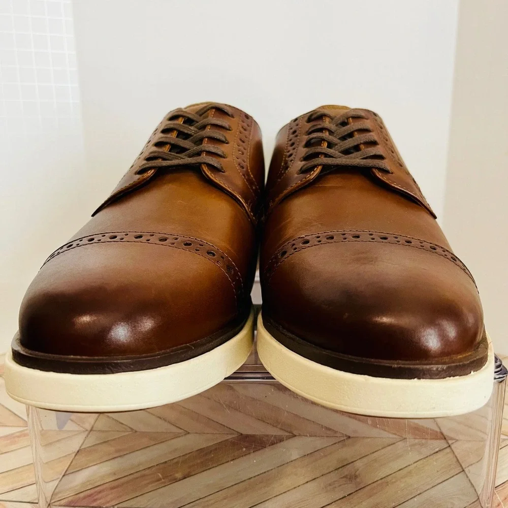 Allen Edmonds Caleb Brogue Lace Up Derby Sneakers Mens 9.5 3E Brown Leather 7283